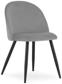 Set štyroch jedálenských stoličiek BELLO zamatové svetlosivé (čierne nohy) 4ks