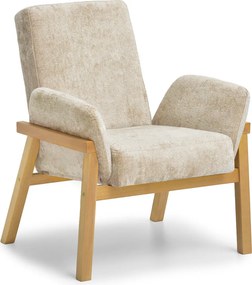 Relaxačné kreslo Laopas (béžová + dub). Akcia -20%. Vlastná spoľahlivá doprava až k Vám domov. 1135856
