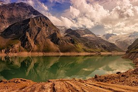 Krásna samolepiaca fototapeta horské jazero