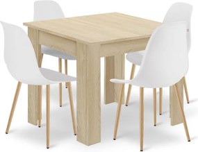 Jedálenský stôl NP Dub Sonoma so štyrmi stoličkami WAT biele / hnedé