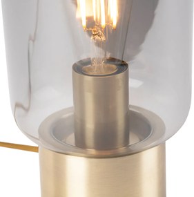 Dizajnová stolová lampa mosadz so sklom s dymovým efektom - Bliss Cute