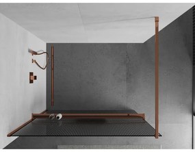 Mexen Kioto, sprchová zástena s poličkou a vešiakom na uteráky 100 x 200 cm, 8mm sklo s rebrovým vzorom, profil ružové zlato, 800-100-121-60-09