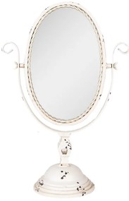 Béžové antik kovové oválne stolové zrkadlo Chloé - 34*16*50 cm