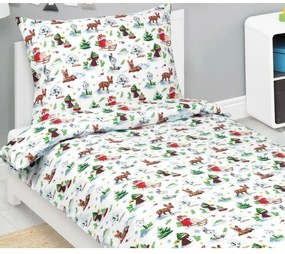 Bellatex Vianočné bavlnené obliečky Zvieratká v lese, 140 x 200 cm, 70 x 90 cm