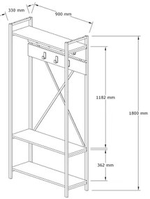 Predsieňová stena ALFA 180x90 cm biela/čierna