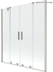 Mexen Velar Duo, posuvná 2-krídlová vaňová zástena 160x150 cm, 8mm číre sklo, brúsený nikel, 896-160-000-02-97