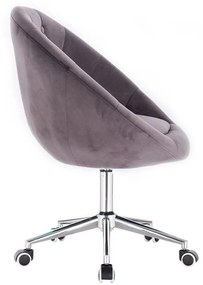 LuxuryForm DESIGN Kreslo VERA VELUR na striebornej podstave s kolieskami - tmavo šedé