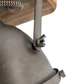 Priemyselný inteligentný reflektor sivý s drevom vrátane 2 WiFi GU10 - Emado