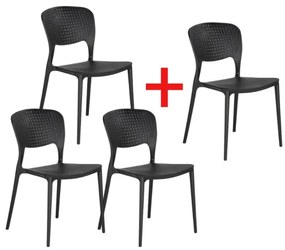 Plastová jedálenská stolička EASY II 3+1 ZADARMO, čierna