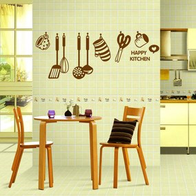 Veselá Stena Samolepka na stenu Hnedé doplnky do kuchyne