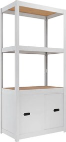 Policová zostava kovová biela s dvierkami AR Style D-Carbon