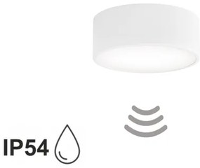 Kúpeľňové stropné svietidlo so senzorom CLEO 1xE27/24W/230V priemer 20 cm IP54 biela