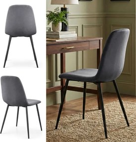 Jedálenská stolička LUMO zamatová, grafitová / čierne nohy