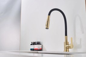 Gamma Flex 4000, stojanková drezová batéria s flexibilným ramenom, 2-funkčný výtok, čierna-zlatá matná, GMA-BFX-4000BGD