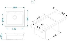 ALVEUS 1148162 - Kuchynský drez ATROX 59x50 cm granit/čierna