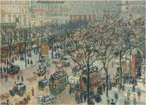 Sklenený obraz - Camille Pissarro, Boulevard des Italiens, Morning, Sunlight, reprodukcia (70x50 cm)