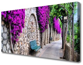 Obraz Canvas Aleje lavička kvety 120x60 cm