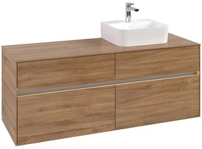 VILLEROY &amp; BOCH Collaro závesná skrinka pod umývadlo na dosku (umývadlo vpravo), 4 zásuvky, s LED osvetlením, 1400 x 500 x 548 mm, Oak Kansas, C102B0RH