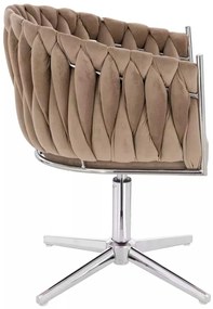 LuxuryForm DESIGN Stolička NORDEN VELUR na striebornom kríži - latte