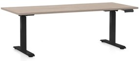 Výškovo nastaviteľný stôl OfficeTech D, 180 x 80 cm, čierna podnož, dub