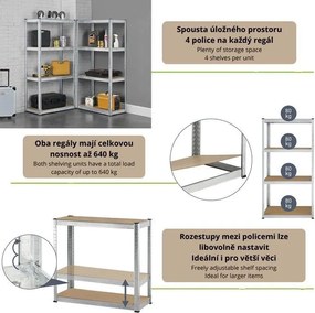 Kovový regál Easy 2 ks 160x80x40 cm, 4 police, nosnosť 640kg