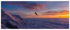 Obraz pri západe slnka, Mt. blanc (120x50 cm)