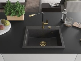 Mexen Oscar, 1-komorový granitový drez 580x490x205 mm, čierna škvrnitá, 6519581000-76-G