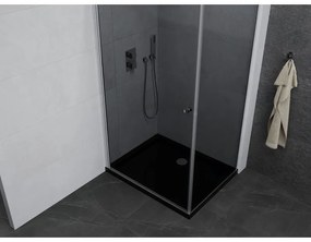 Mexen Pretoria, sprchovací kút 70 (dvere) x 100 (stena) cm, 6mm šedé sklo, chrómový profil + čierna sprchová vanička, 852-070-100-01-40-4070