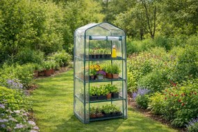 Mini fóliový skleník s policami BestBerg BBGH-158 / 68 × 49 × 158 cm / čierna/transparentná