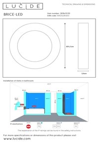 Lucide 28116/11/30 - LED Stmievateľné kúpeľňové svietidlo BRICE LED/8W/230V IP44