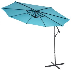 Slnečník Acerra Ø 3m polyester/oceľ - tyrkysovo-modrá so stojanom