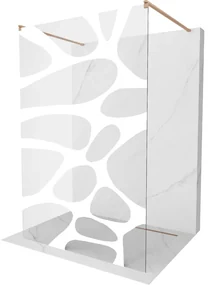Mexen Kioto, sprchová zástena Walk-In 120 x 200 cm, 8mm číre sklo biely vzor, medený matný profil, 800-120-002-65-97