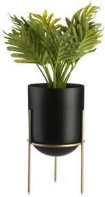 KOVOVÝ KVETINÁČ SO STOJANOM LOFT1 20X12 CM ČIERNA/ZLATÁ