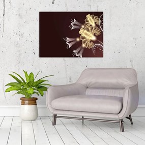 Sklenený obraz - Žiarivé kvety (70x50 cm)