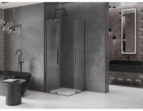 Mexen Velar Duo, sprchový kút s posuvnými dverami 90(dvere) x 90(dvere) cm, 8mm číre sklo, grafitový profil, 871-090-090-02-66