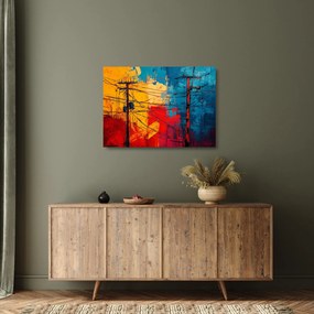 Sklenený obraz - Abstraktné elektrické vedenie (70x50 cm)