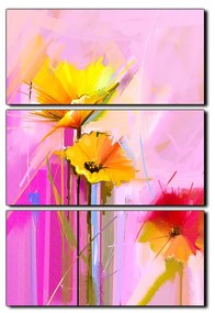 Obraz na plátne - Abstraktná maľba, jarné kvety reprodukcia - obdĺžnik 7269B (120x80 cm)