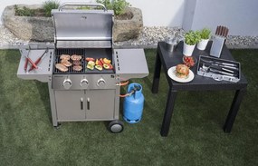 Plynový gril OKLAHOMA BBQ, 3 horáky, s redukčným ventilom, strieborná Penta CZ