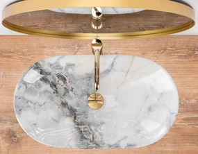 Rea Royal, keramické umývadlo na dosku 62 x 36 cm, imitácia kameňa Granit, REA-U8596