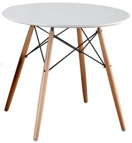 Kondela Jedálenský stôl, biela/buk, priemer 80 cm, GAMIN NEW 80