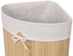 Rohový kôš na bielizeň 60 l bambusový béžový