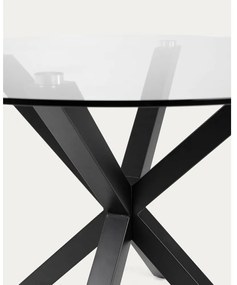 Čierny okrúhly konferenčný stolík so sklenenou doskou ø 82 cm Argo – Kave Home