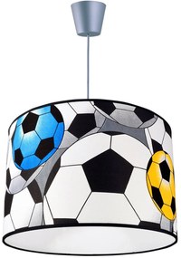 Detské závesné svietidlo Soccer, 1x textilné tienidlo so vzorom, (výber z 3 farieb konštrukcie)