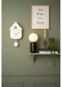 Biele nástenné kyvadlové hodiny Karlsson Modern Cuckoo, 21,5 x 41,5 cm