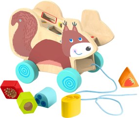 Ťahacia hračka s vkladacími tvarmi - veverička
