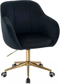 LuxuryForm DESIGN Stolička AVOLA VELUR na zlatej podstave s kolieskami - čierna