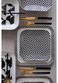 26-dielna jedálenská súprava z kvalitného porcelánu – biela/čierna