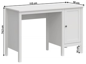 Kondela PC stôl 1D/1155, biela, OLJE