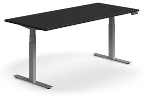 Výškovo nastaviteľný stôl QBUS, rovný, 1800x800 mm, strieborný rám, čierna