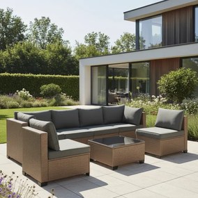 Modulový ratanový záhradný set so stolíkom XL2501 v prírodnej farbe